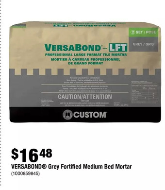 Home Depot Versabond grey fortified medium bed mortar offer