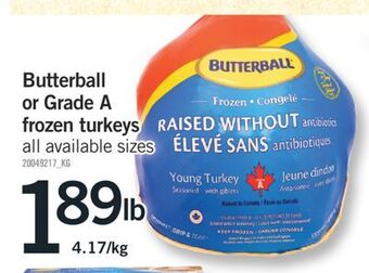 Fortinos Butterball or grade a frozen turkeys offer