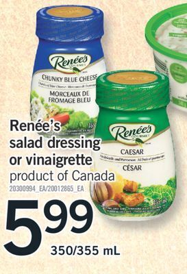 Fortinos Renée's salad dressing or vinaigrette, 350/355 ml offer
