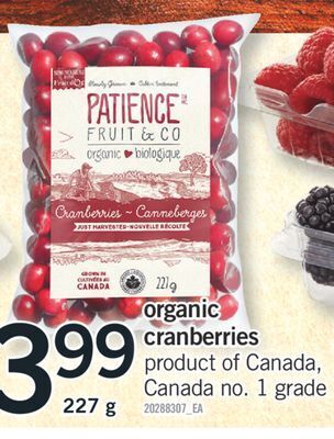 Fortinos Organic cranberries offer