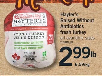 Fortinos Hayter's raised without antibiotics fresh turkey offer