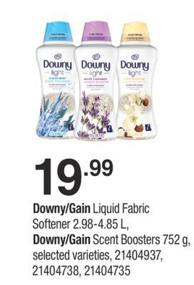 Fortinos Downy/gain liquid fabric softener, 2.98-4.85 l, downy/gain scent boosters, 752 g offer