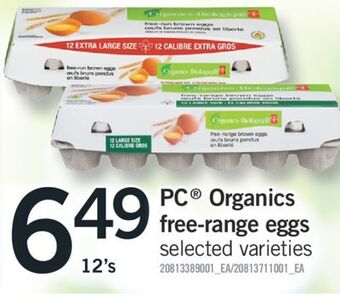 Fortinos Pc® organics free-range eggs, 12's offer