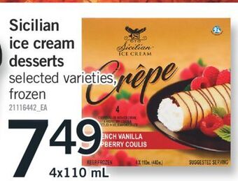 Fortinos Sicilian ice cream desserts, 4x110 ml offer