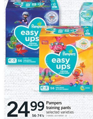 Fortinos Pampers training pants, 56-74's offer