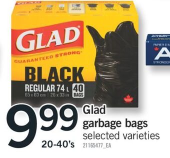 Fortinos Glad garbage bags, 20-40's offer
