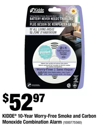 Home Depot Kidde 10-year worry-free smoke and carbon monoxide combination alarm offer