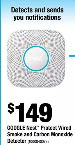Home Depot Google nest protect wired smoke and carbon monoxide detector offer