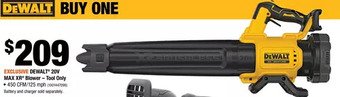 Home Depot Dewalt 20v max xr blower offer