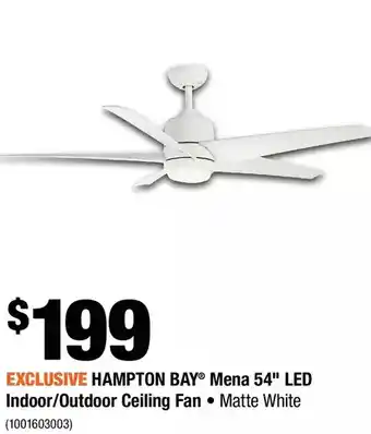 Home Depot Hampton bay mena 54" led indoor/outdoor ceiling fan offer