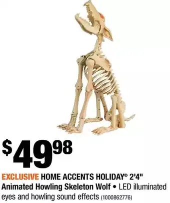 Home accents holiday 2'4" animated howling skeleton wolf