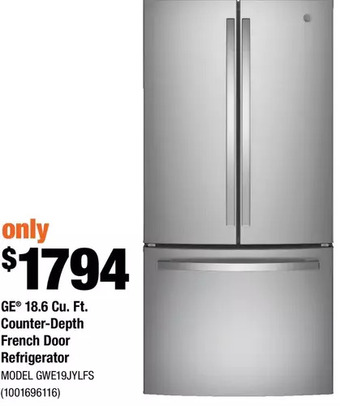 Home Depot Ge 18.6 cu. ft. counter-depth french door refrigerator offer