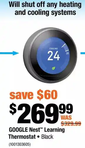 Home Depot Google nest learning thermostat offer