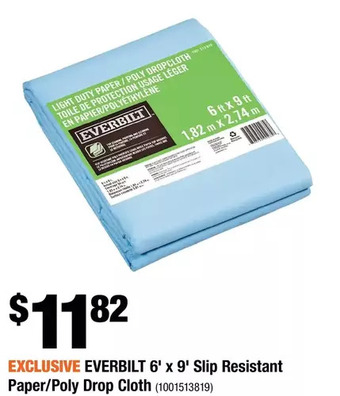 Home Depot Everbilt 6' x 9' slip resistant paper/poly drop cloth offer