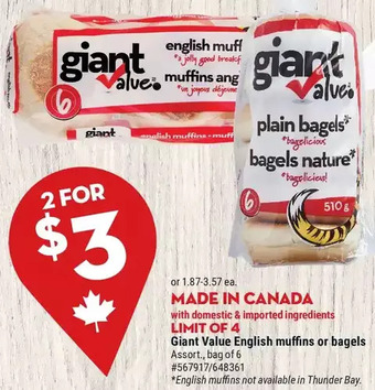 Giant Tiger Giant value english muffins offer