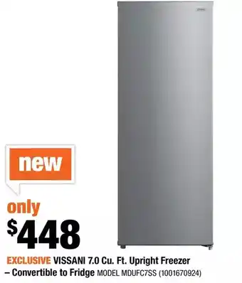 Home Depot Vissani 7.0 cu. ft. upright freezer - convertible to fridge offer