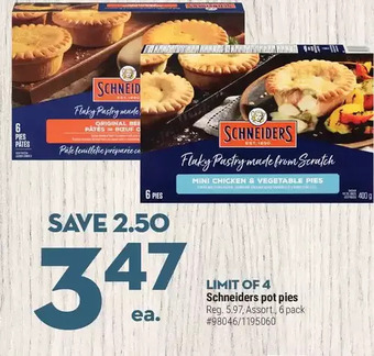 Giant Tiger Schneiders pot pies offer
