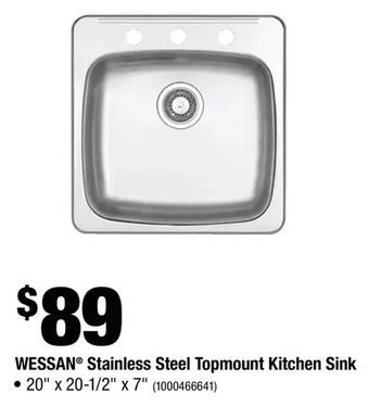 Home Depot Wessan stainless steel topmount kitchen sink offer