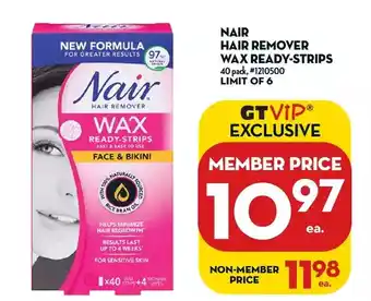 Giant Tiger Nair hair remover wax ready-strips offer