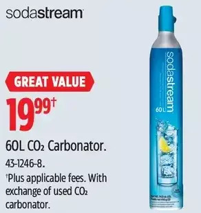 Canadian Tire Sodastream 60l co2 carbonator offer