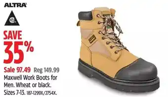 Canadian Tire Altra maxwell work boots for men. wheat or black offer