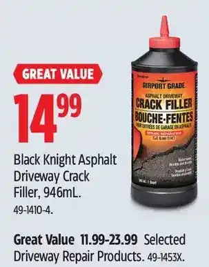 Canadian Tire Black knight asphalt driveway crack filler | driveway repair products offer