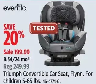 Canadian Tire Evenflo triumph convertible car seat offer