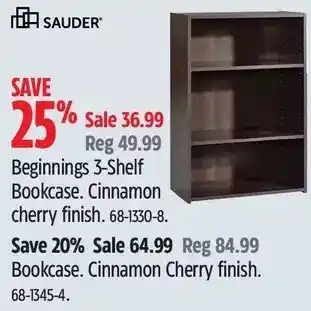 Canadian Tire Sauder beginnings 3-shelf bookcase | bookcase offer
