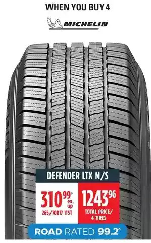 Canadian Tire Michelin defender ltx m/s tires offer