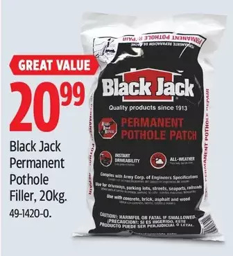 Canadian Tire Black jack permanent pothole filler offer