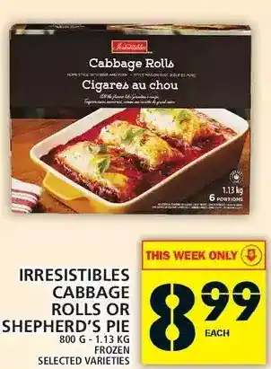 Food Basics Irresistibles cabbage rolls or shepherd's pie offer