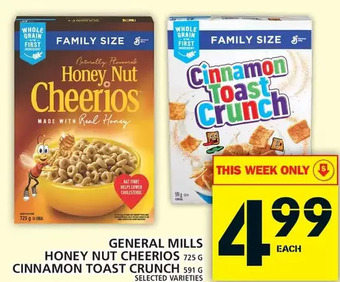 Food Basics General mills honey nut cheerios | cinnamon toast crunch offer