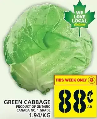 Food Basics Green cabbage offer