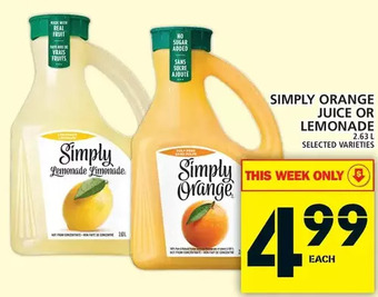 Food Basics Simply orange juice or lemonade offer