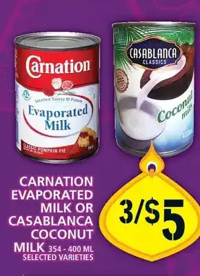 Food Basics Carnation evaporated milk or casablanca coconut milk offer