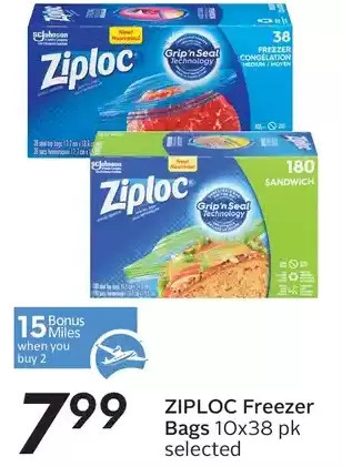 Sobeys Ziploc freezer bags offer