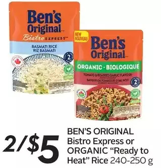 Sobeys Ben's original bistro express or organic "ready to heat" rice offer