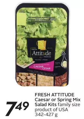 Sobeys Fresh attitude caesar or spring mix salad kits offer