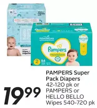 Sobeys Pampers super pack diapers or pampers or hello bello wipes offer