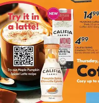 Sobeys Califia farms creamers or barista blends offer