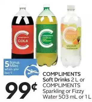 Sobeys Compliments soft drinks or compliments sparkling or fizzy water offer