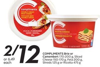Sobeys Compliments brie or camembert offer