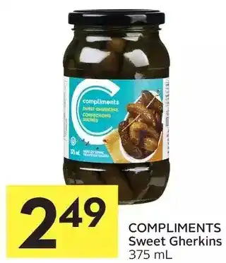 Foodland Compliments sweet gherkins offer