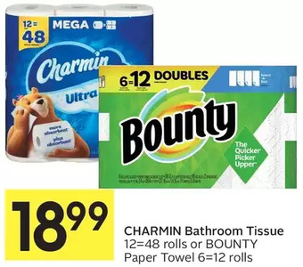 Foodland Charmin bathroom tissue or bounty paper towel offer