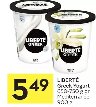 Foodland Liberté greek yogurt or mediterranée offer