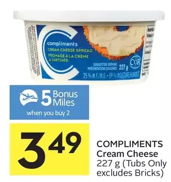 Foodland Compliments cream cheese offer