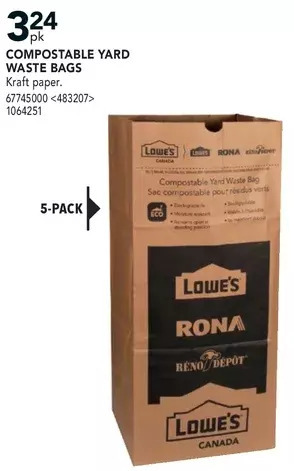RONA Compostable yard waste bags offer