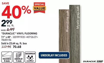 RONA "duraclic" vinyl flooring offer