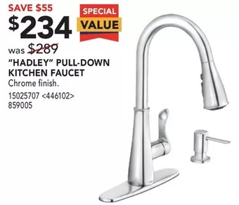 RONA Moen "hadley" pull-down kitchen faucet offer