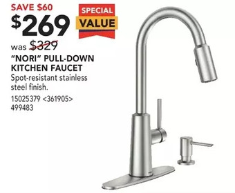 RONA Moen "nori" pull-down kitchen faucet offer